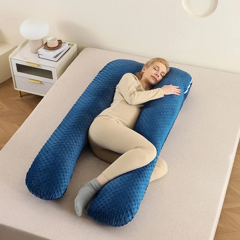 U-förmiges Schwangerschaftskissen mit Memory Foam – Abnehmbarer, waschbarer Bezug, Seitenschläferkissen für Schwangere 130×70 cm