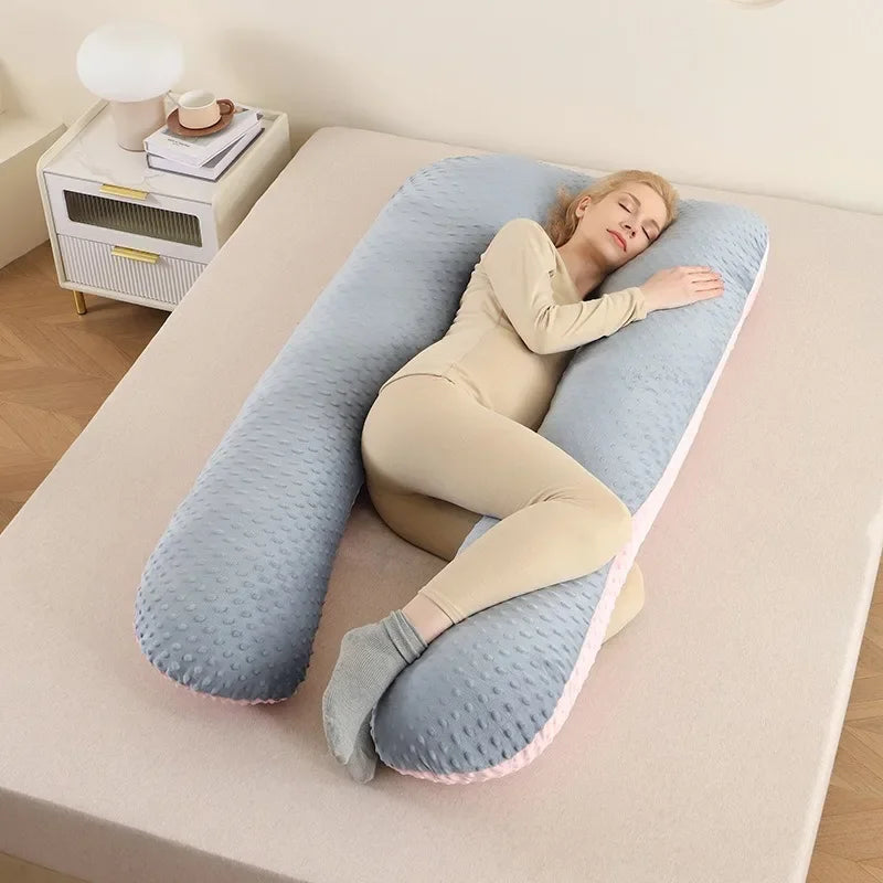 U-förmiges Schwangerschaftskissen mit Memory Foam – Abnehmbarer, waschbarer Bezug, Seitenschläferkissen für Schwangere 130×70 cm