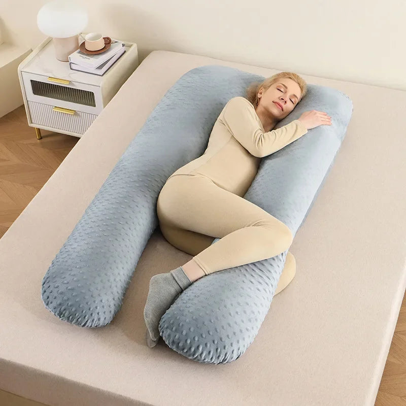U-förmiges Schwangerschaftskissen mit Memory Foam – Abnehmbarer, waschbarer Bezug, Seitenschläferkissen für Schwangere 130×70 cm