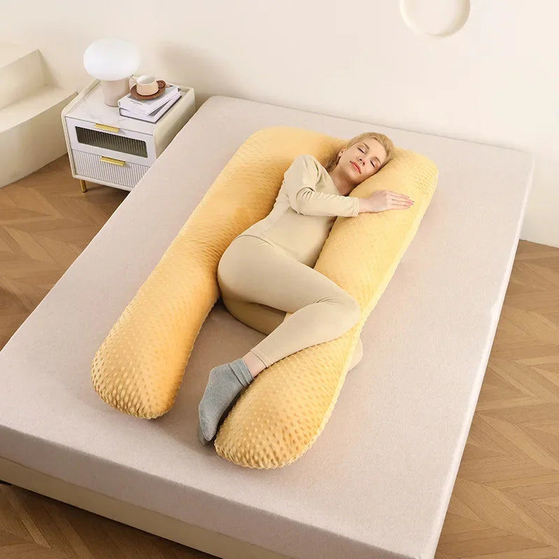 U-förmiges Schwangerschaftskissen mit Memory Foam – Abnehmbarer, waschbarer Bezug, Seitenschläferkissen für Schwangere 130×70 cm