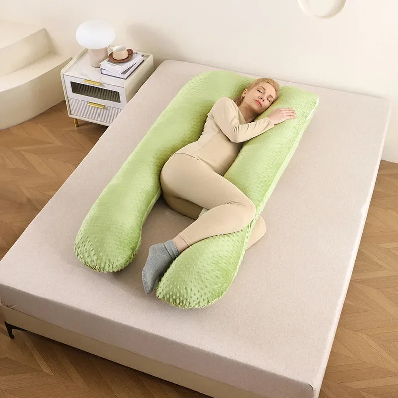 U-förmiges Schwangerschaftskissen mit Memory Foam – Abnehmbarer, waschbarer Bezug, Seitenschläferkissen für Schwangere 130×70 cm