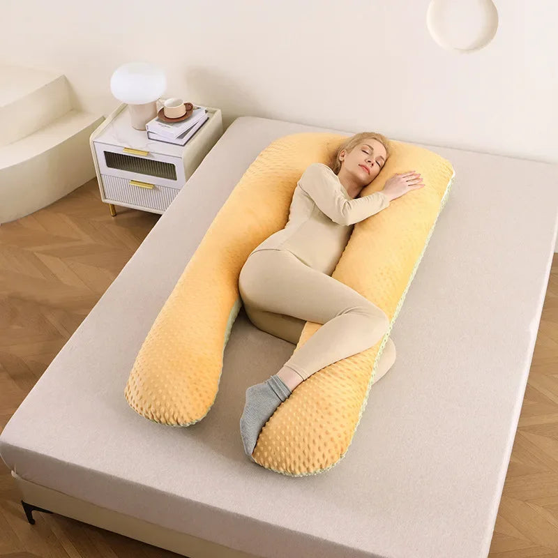U-förmiges Schwangerschaftskissen mit Memory Foam – Abnehmbarer, waschbarer Bezug, Seitenschläferkissen für Schwangere 130×70 cm