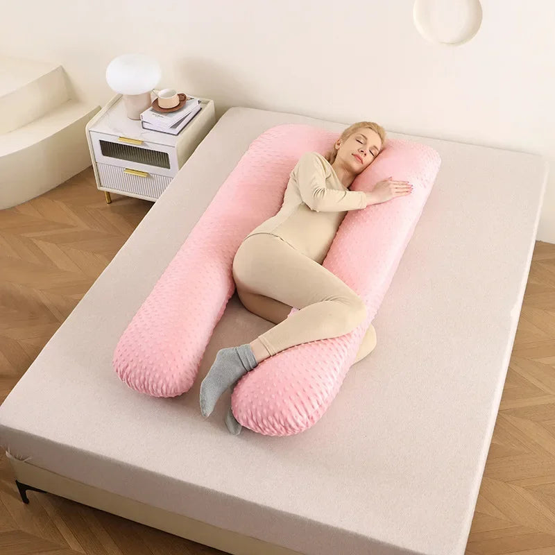 U-förmiges Schwangerschaftskissen mit Memory Foam – Abnehmbarer, waschbarer Bezug, Seitenschläferkissen für Schwangere 130×70 cm