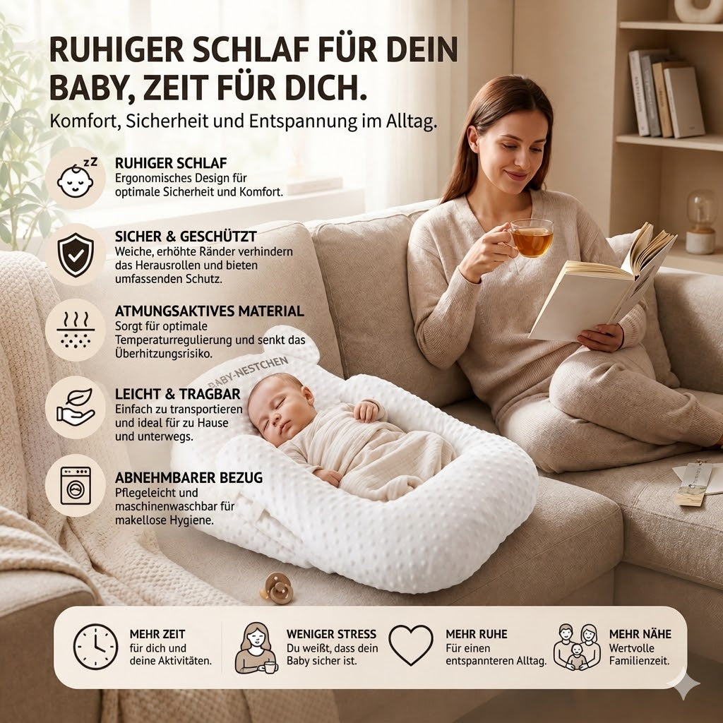 Anti-Reflux Babykissen MamaWonne — Bezug aus 100% Baumwoll-Muselin, Anti-Rutsch-Basis, 0-6 Monate