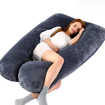 U-förmiges Schwangerschaftskissen 130×70 cm – Ergonomisches Seitenschläferkissen mit Polyesterfaserfüllung für werdende Mütter