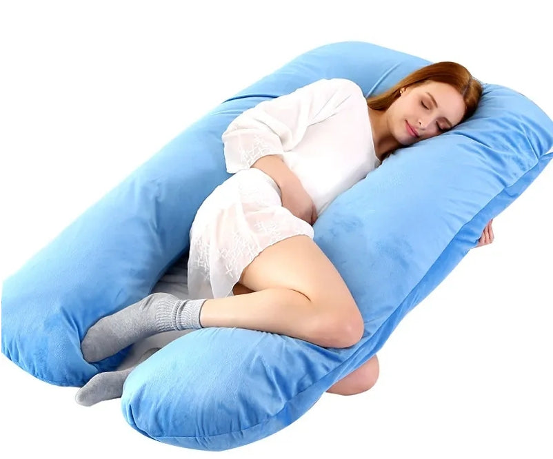 U-förmiges Schwangerschaftskissen 130×70 cm – Ergonomisches Seitenschläferkissen mit Polyesterfaserfüllung für werdende Mütter