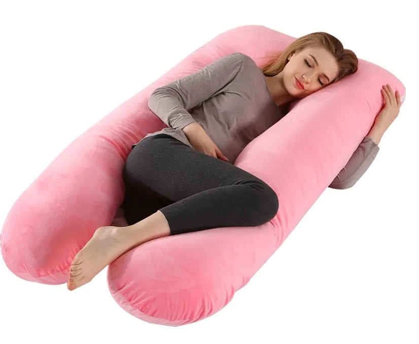 U-förmiges Schwangerschaftskissen 130×70 cm – Ergonomisches Seitenschläferkissen mit Polyesterfaserfüllung für werdende Mütter