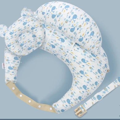 Ergonomisches Stillkissen (100% Baumwolle) - Mit Schultergurt für Freihändiges Füttern - 15° Winkel
