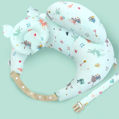 Ergonomisches Stillkissen (100% Baumwolle) - Mit Schultergurt für Freihändiges Füttern - 15° Winkel