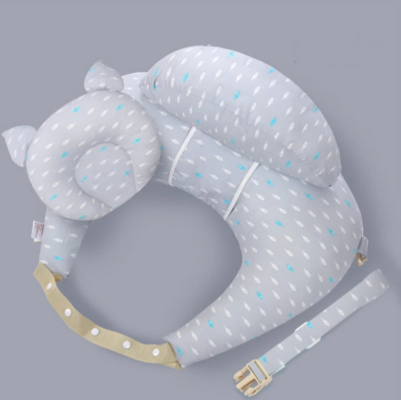 Ergonomisches Stillkissen (100% Baumwolle) - Mit Schultergurt für Freihändiges Füttern - 15° Winkel