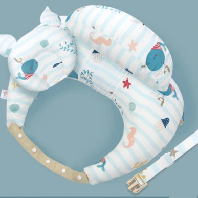 Ergonomisches Stillkissen (100% Baumwolle) - Mit Schultergurt für Freihändiges Füttern - 15° Winkel