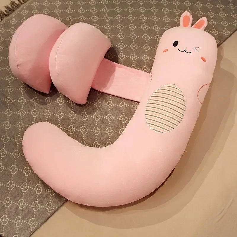 Kompaktes Schwangerschaftskissen & Bauchstütze (105cm) - Rücken- & Lendenkissen für Seitenschläfer - Ideal für Reisen