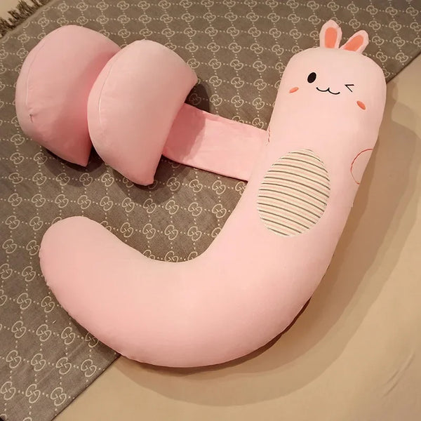 Kompaktes Schwangerschaftskissen & Bauchstütze (105cm) - Rücken- & Lendenkissen für Seitenschläfer - Ideal für Reisen