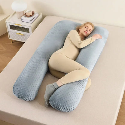 U-förmiges Schwangerschaftskissen mit Memory Foam – Abnehmbarer, waschbarer Bezug, Seitenschläferkissen für Schwangere 130×70 cm