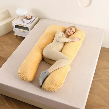 U-förmiges Schwangerschaftskissen mit Memory Foam – Abnehmbarer, waschbarer Bezug, Seitenschläferkissen für Schwangere 130×70 cm