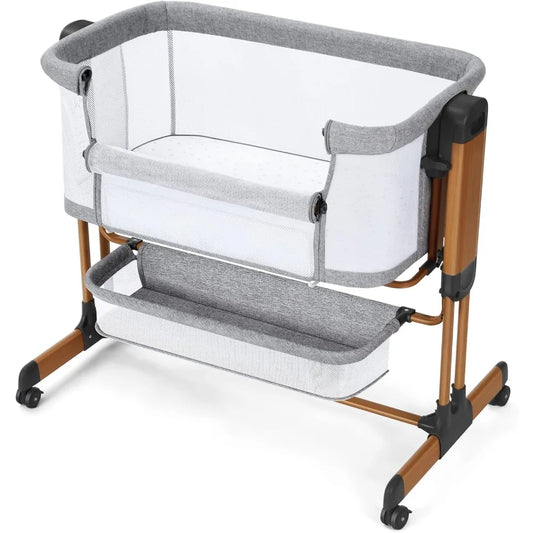 Baby Beistellbett 3-in-1 – Wiege, Co-Sleeper und tragbares Kinderbett mit Rollen und Stauraum
