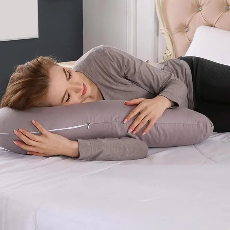 V-Form Stillkissen & Seitenschläferkissen (73cm) - Ergonomische Rückenstütze & Lagerungskissen - Baumwolle