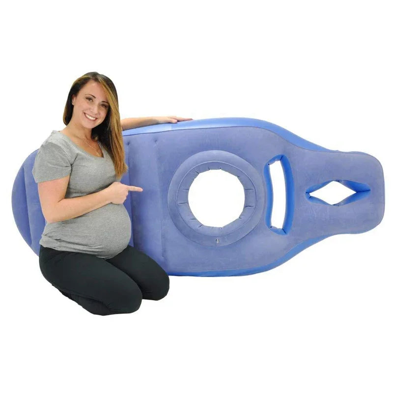 Aufblasbares Schwangerschaftskissen (Bauchliegen) - Mit Aussparung für Babybauch - Massage & Entspannung