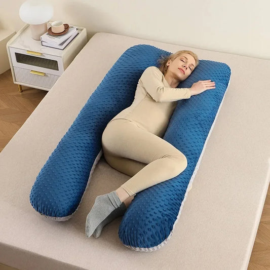 U-förmiges Schwangerschaftskissen mit Memory Foam – Abnehmbarer, waschbarer Bezug, Seitenschläferkissen für Schwangere 130×70 cm