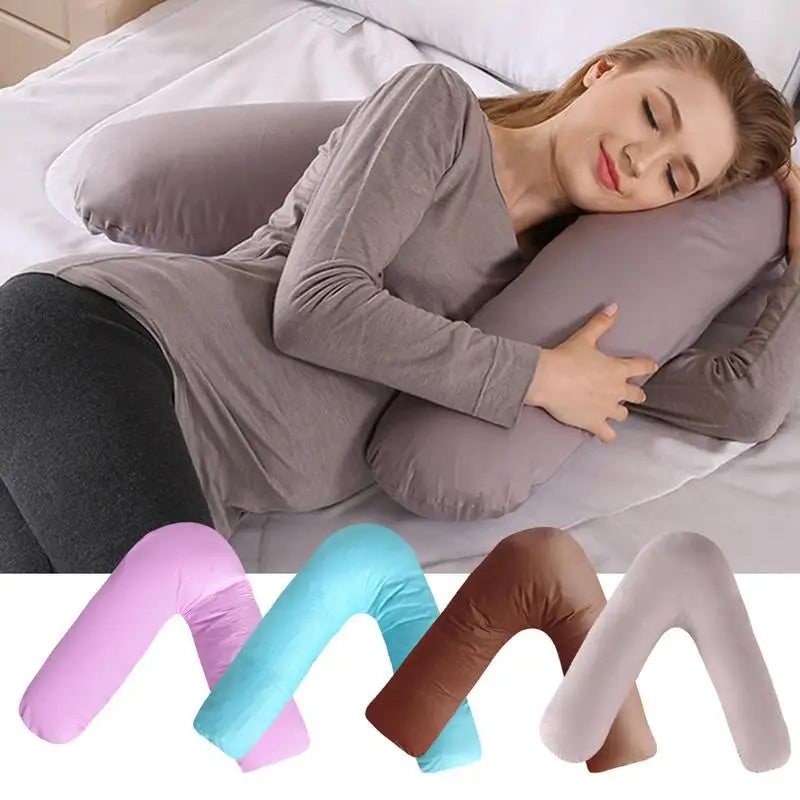 V-Form Stillkissen & Seitenschläferkissen (73cm) - Ergonomische Rückenstütze & Lagerungskissen - Baumwolle