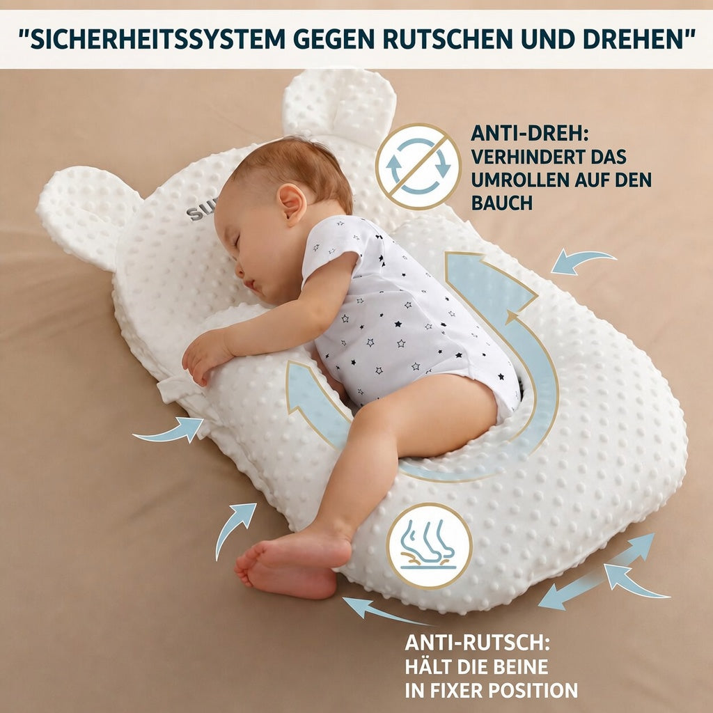 Anti-Reflux Babykissen MamaWonne — Bezug aus 100% Baumwoll-Muselin, Anti-Rutsch-Basis, 0-6 Monate