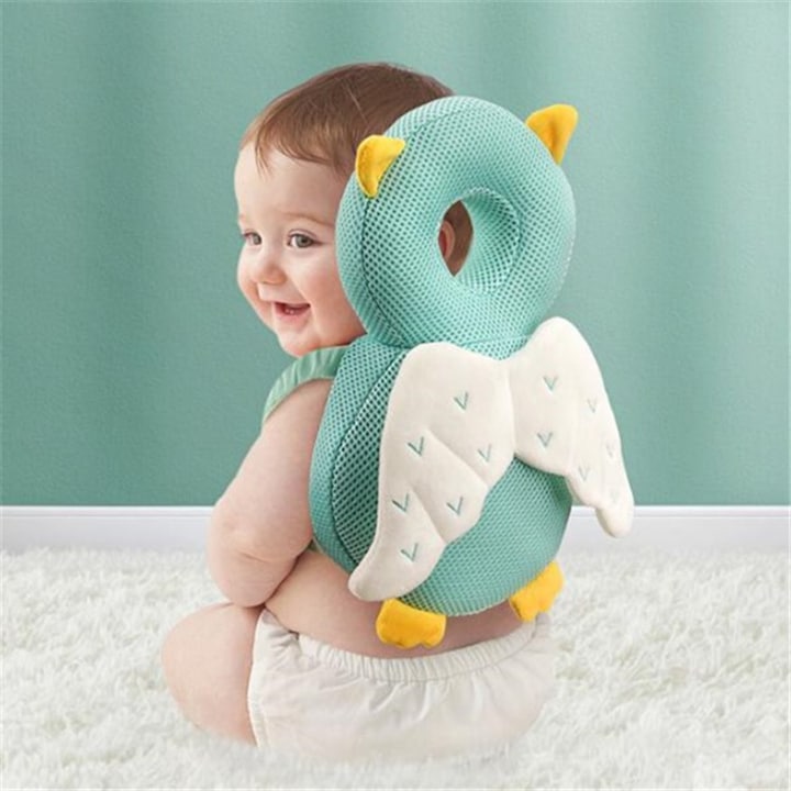 Baby Kopfschutz Kissen mit Fallschutz für Kopf und Rücken, verstellbare Schultergurte, weich und atmungsaktiv für 4–24 Monate