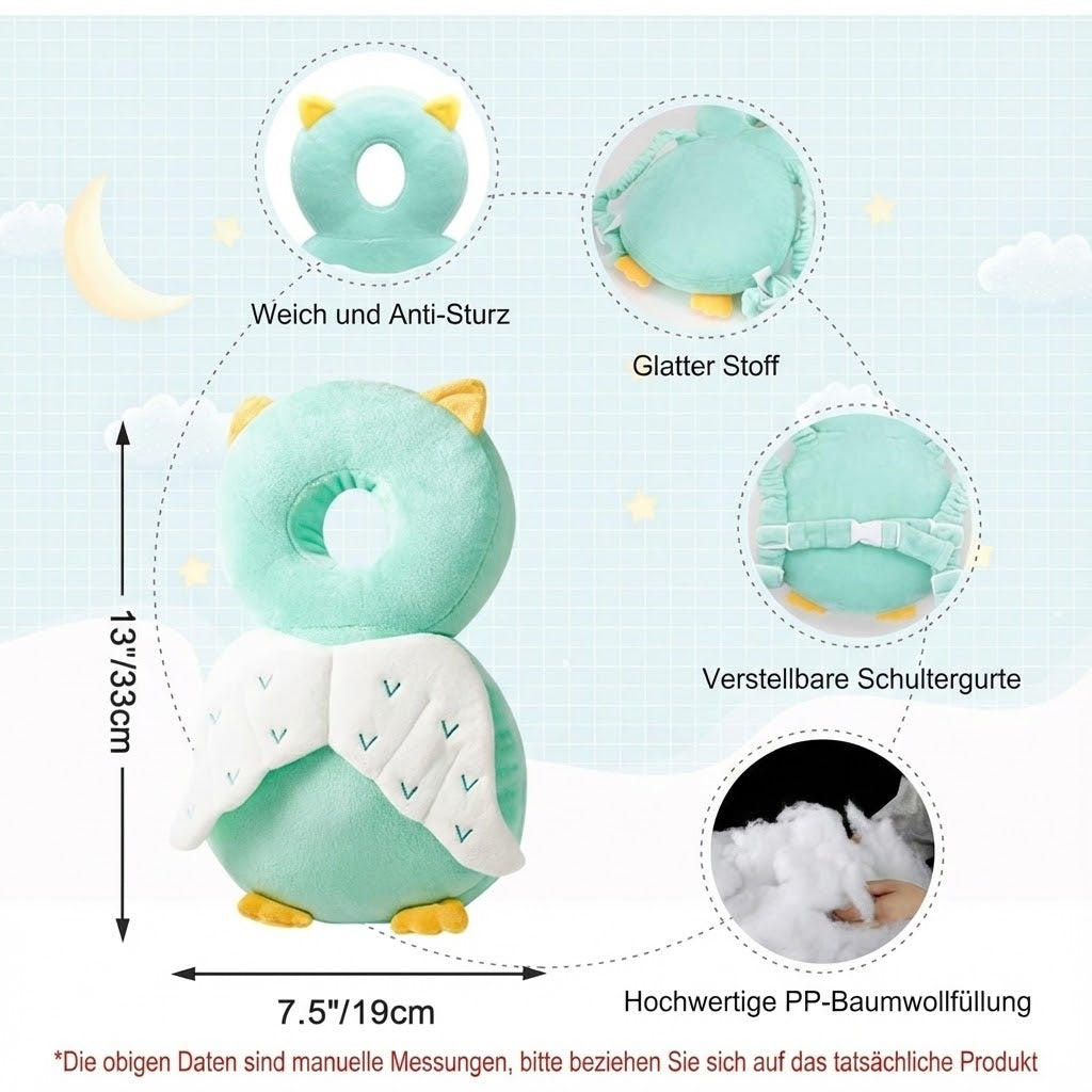 Baby Kopfschutz Kissen mit Fallschutz für Kopf und Rücken, verstellbare Schultergurte, weich und atmungsaktiv für 4–24 Monate