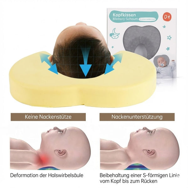 Babykissen gegen Plattkopf | Orthopädisches Lagerungskissen Neugeborene 0-12 Monate | Kopfformungskissen Baby