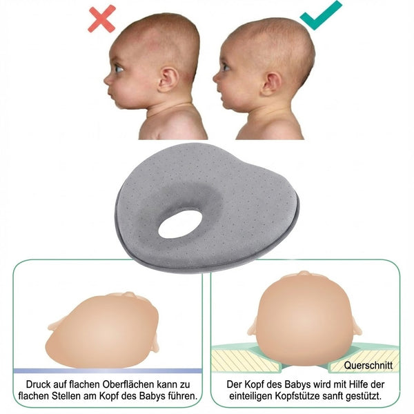 Babykissen gegen Plattkopf | Orthopädisches Lagerungskissen Neugeborene 0-12 Monate | Kopfformungskissen Baby